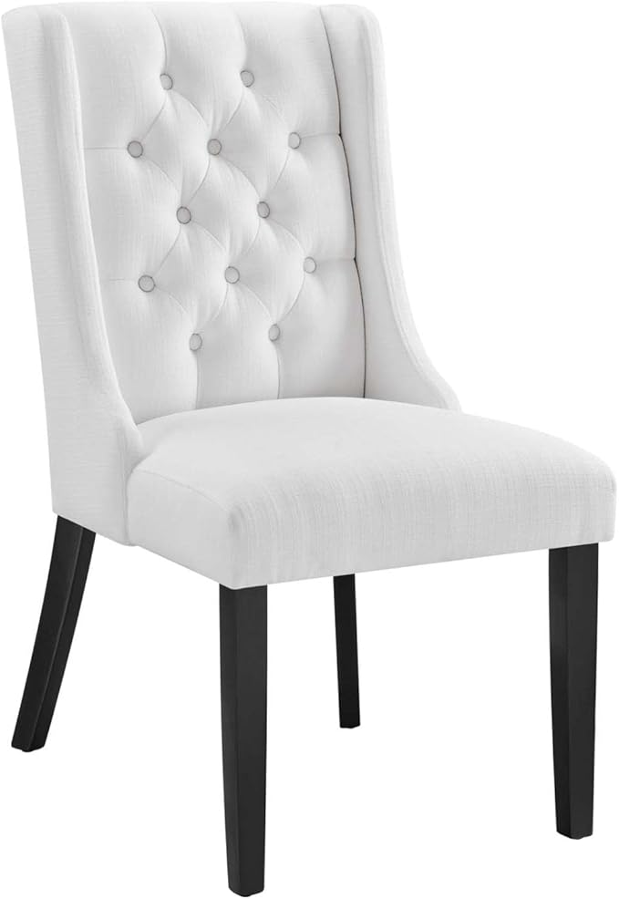 Modway Baronet Button-Tufted Fabric Parsons Dining Chair in White