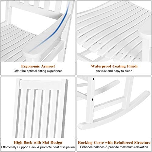 GIANTEX Rocking Chair Acacia Wood Frame Outdoor& Indoor for Garden, Lawn,...
