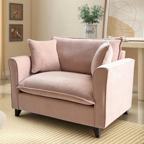 ERYE 46.9" Chenille Upholstered Accent Chair Wide Seat for Living Room B...