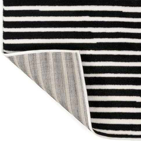 JONATHAN Y Hallie High-Low Curve Black/White 5x8 Indoor Area Rug, Minimalist ...
