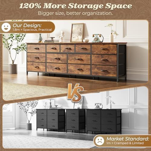 Huuger 70 Inch Long Dresser for Bedroom, TV Stand for 65, 75, 80 Inch TV