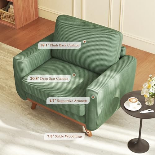 Vesgantti 38.5" Accent Chair Green, Comfy Corduroy Single Sofa Seat with...