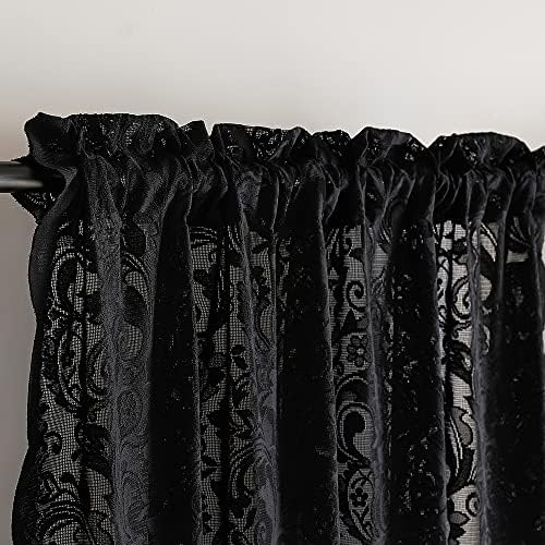 ALIGOGO Black Lace Curtains for Living Room, Gothic Decor, 52W x 84L Inch