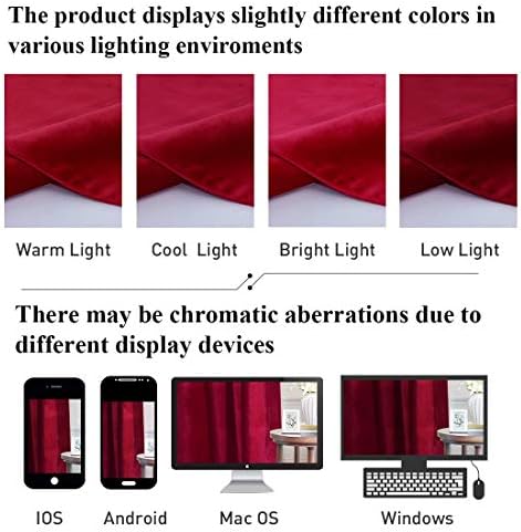 StangH Theater Red Velvet Curtains for Living Room Christmas Decor 2 Panels
