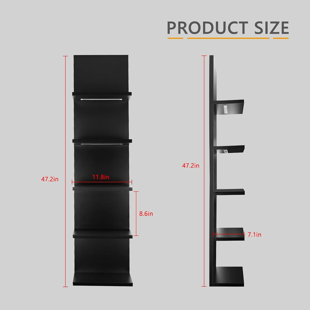 VIWODS 5 Tier Wall Shelf Unit with RGB Light, Black