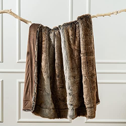 BATTILO Luxury Brown Faux Fur Throw Blanket for Couch,50"x60", Shaggy