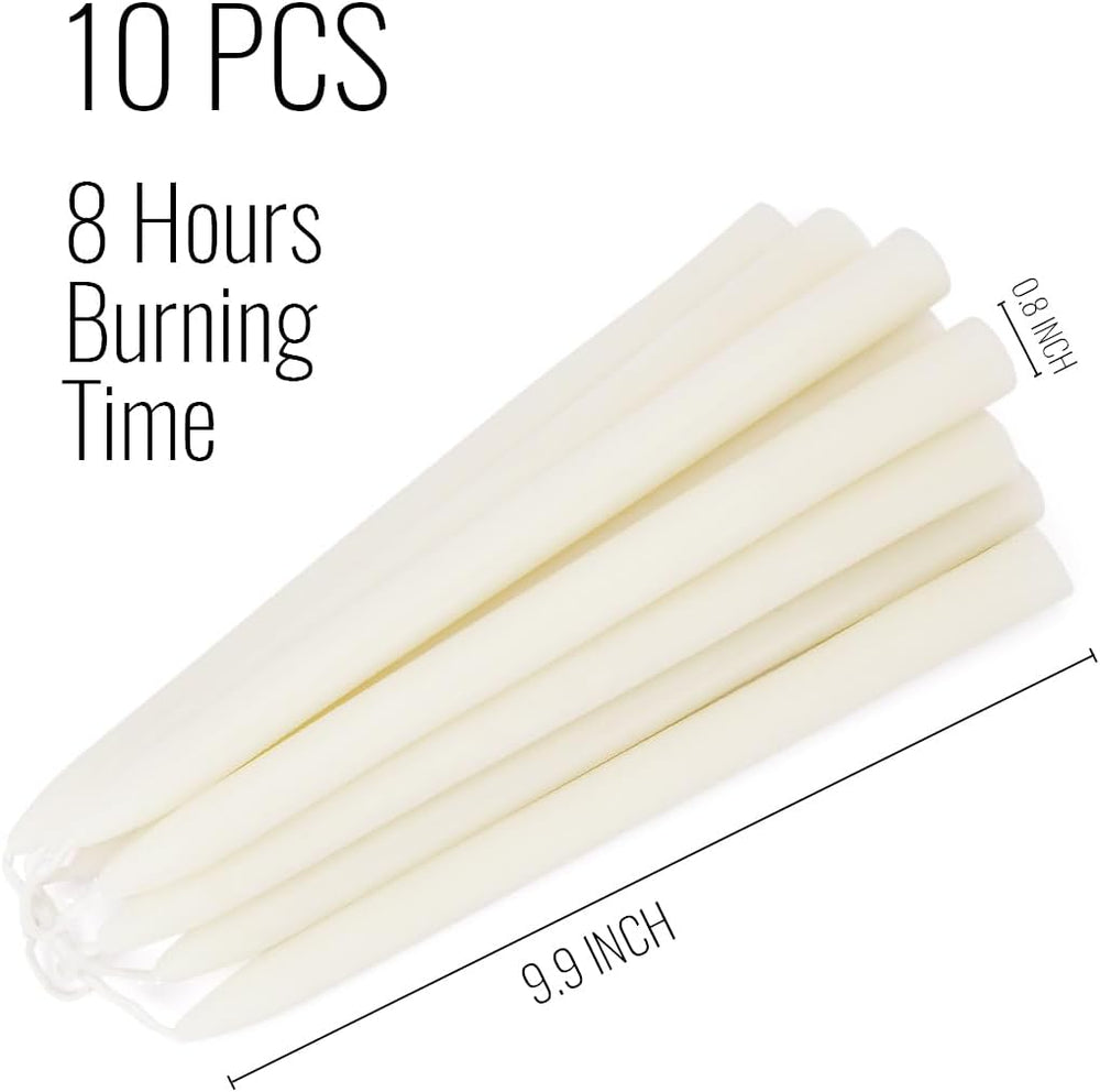 Ivory Beeswax Taper Candles- 9 Hour Burn Time๏ผPure Natural Hand Poured Beeswa...