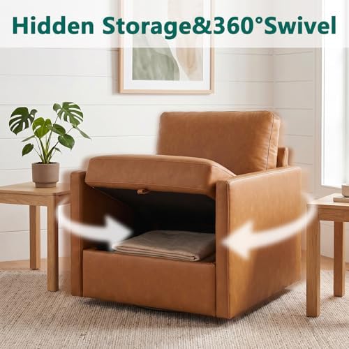 Swivel Accent Chair with Storage, Mid Century Living Room Chairs