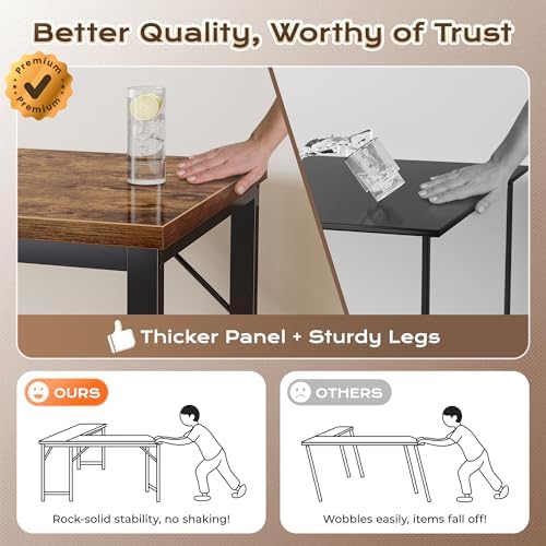 Huuger 63 Inch L Shaped Desk with Power Outlets and USB-C Port, 0.95 Inch Thi...