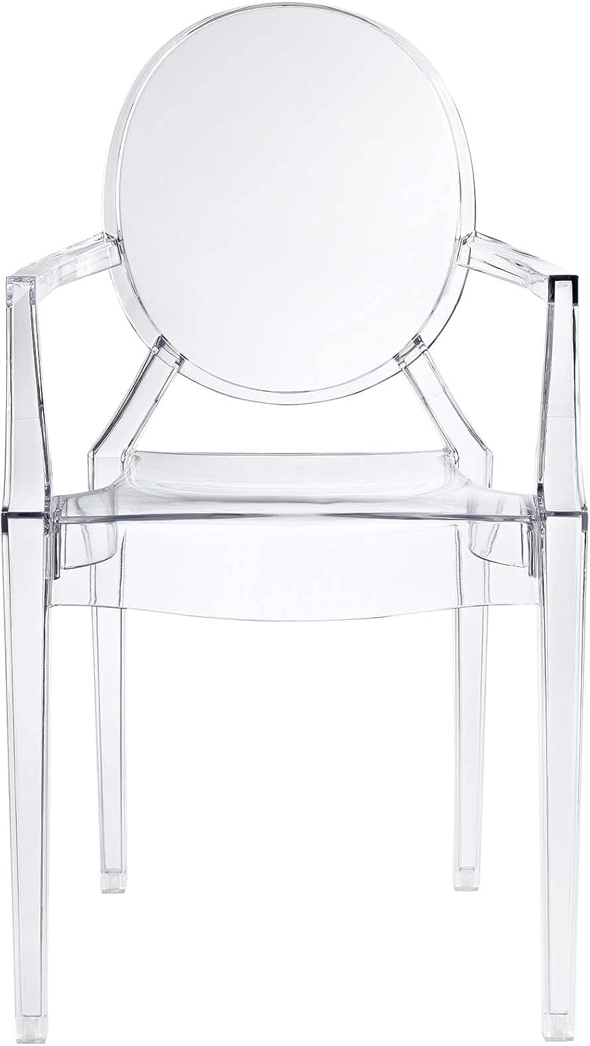 Modway Casper Modern Acrylic Stacking Kitchen and Dining Room Arm Chair in Cl...