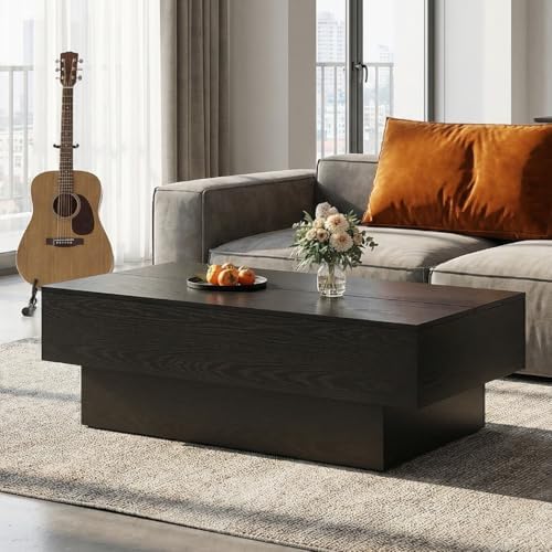 Tribesigns 55" Black Rectangle Coffee Table for Living Room