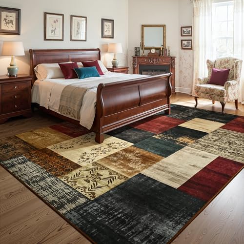 Tepook 8x10 Area Rugs for Living Room, Washable Large Geometric Bedroom Rug