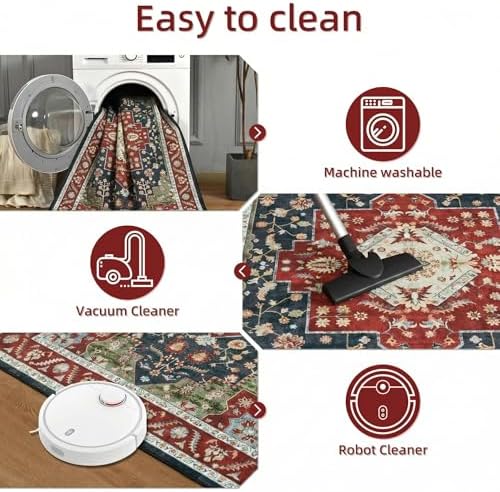 YJ.GWL Area Rugs for Living Room 9x12 Machine Washable Rugs, Non Slip Floral ...