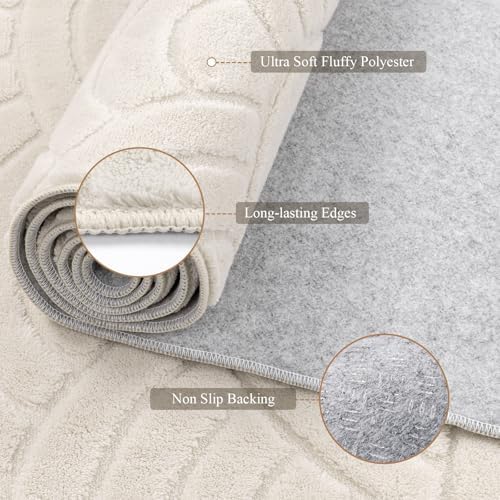 SHACOS Soft Fluffy Arch Waves Pattern High-Low Textured Area Rug 8'x10'