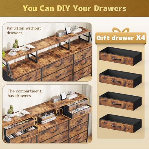 Homkdom Dresser for Bedroom with 9 Fabric Drawers & 55.12" W Display...