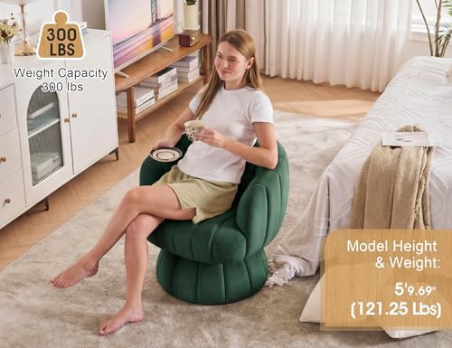 Mistpople Mid Century Modern 360 Degree Swivel Barrel Accent Chair, Fluffy Ve...
