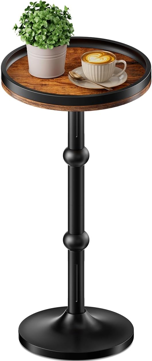 Small Round Side Table, Drink Table for Small Spaces, Modern Cocktail Table w...