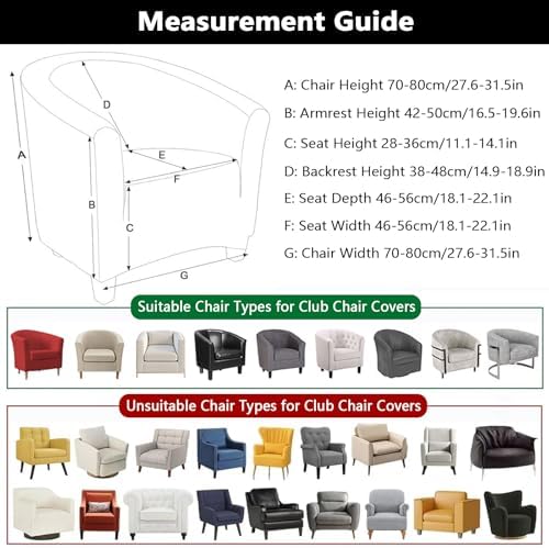 SearchI Waterproof Club Chair Slipcover Stretch Barrel Chair Covers Jacquard ...