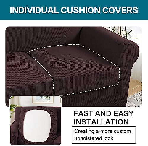 Turquoize 4 Piece Sofa Covers For 3 Cushion Couch Sofa Slipcover Soft Couch C...