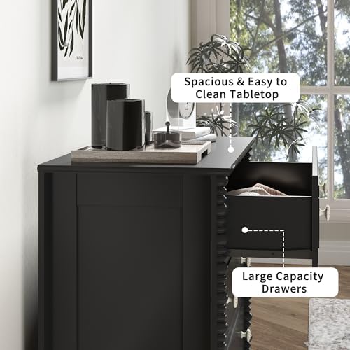 3 Drawer Dresser for Bedroom, 32" Wide Chest of Drawers, Black
