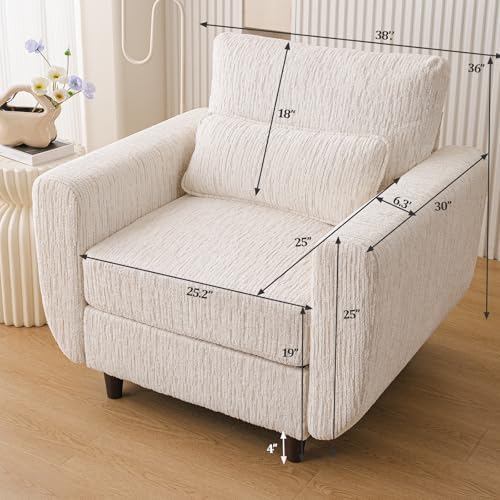 38'' Oversized Accent Chair with Under Seat Storage,Chenille,White