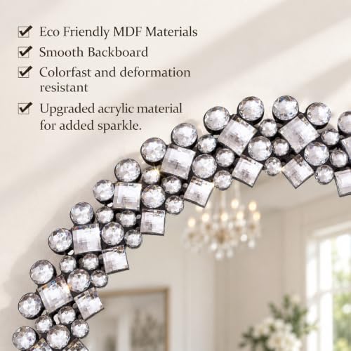SHYFOY 18" Round Mirrors for Wall Decor, Crystal Decorative Mirrors