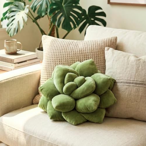 Green Philosophy Co. Succulent® Pillow 16" – Soft 3D Decorative Flower T...