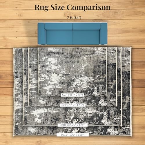 LUXE WEAVERS Abstract Fringed Area Rug Gray 5x7