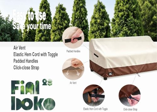 2-Seater Patio Loveseat Cover, 58Wx32Dx31H inches Outdoor Furniture Covers Wa...