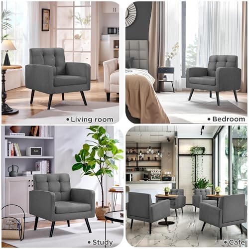 Yaheetech Mid Century Accent Chair Living Room Chair Dark Gray