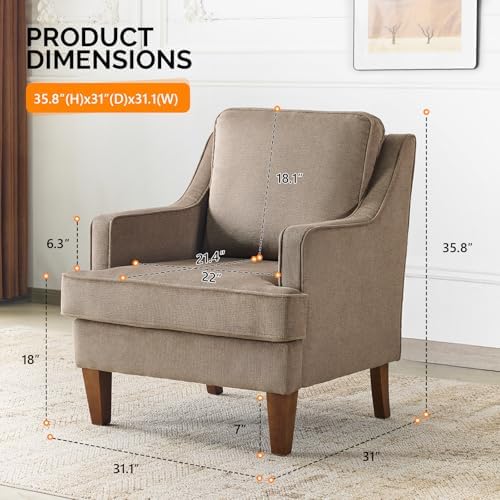 VINLI High Back Accent Chair Upholstered Armchair for Living Room, Entryway