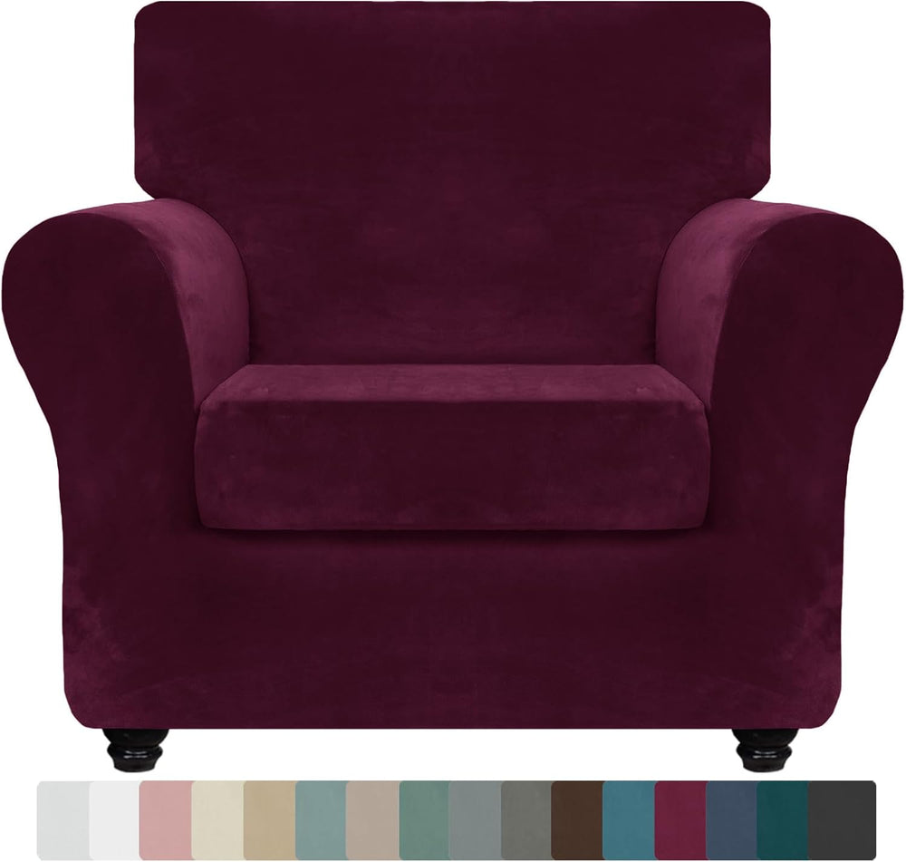 ZNSAYOTX Luxury Velvet Chair Slipcovers with Arm 2 Piece Stretch Chair Covers...