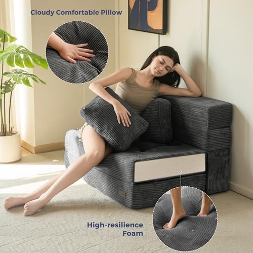 MAXYOYO Convertible Sofa Bed, Fold Out Sofa Couch with Pillow for Adults