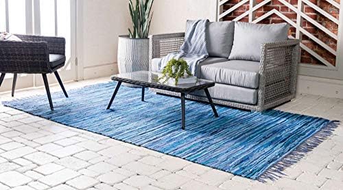 Unique Loom Chindi Cotton Collection Soft Hand Woven Natural Fiber Striped Ar...