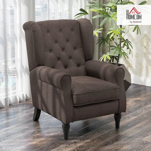 HOMCOM Comfy Accent Chair for Living Room, Wingback Armchair, Dark Brown