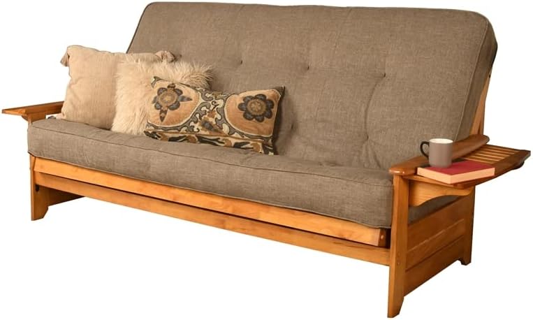 Kodiak Phoenix Queen Futon with Wood Frame and Linen Stone Mattress, Converti...