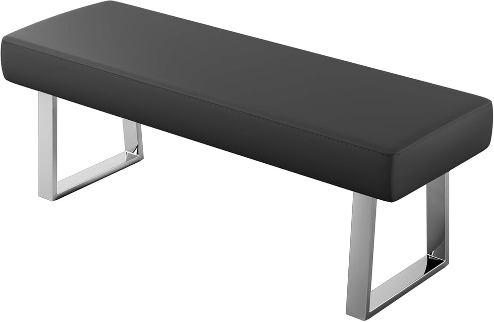 JIEXI 45.3" Indoor PU Leather Upholstered Footstool Bench with Metal Legs