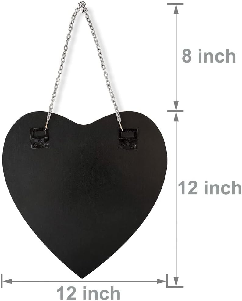 QMDECOR Heart Shaped Mirror with Iron Chain for Wall Decor 12x12 inch 2 Pack ...