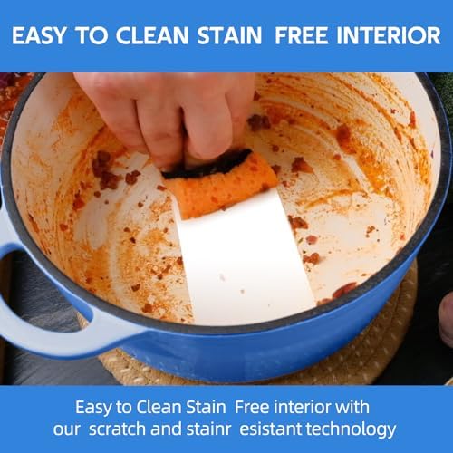 3 Quart Dutch Oven Enameled Cast Iron with Lid - Big Dual Handles - Oven Safe...