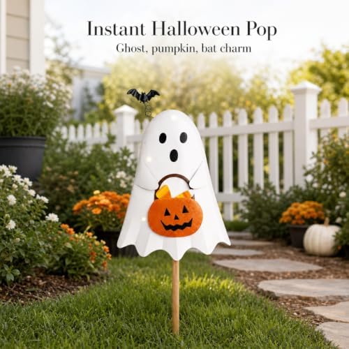 Mud Pie Ghost Halloween Decor, Light Up Ghost Yard Stake