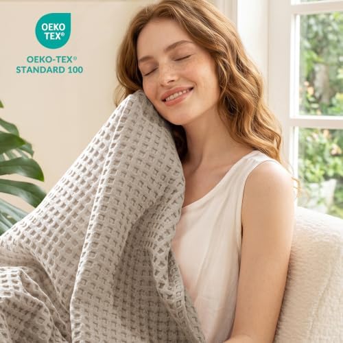 Exclusivo Mezcla 100% Cotton Blanket Queen Size for Bed, Khaki