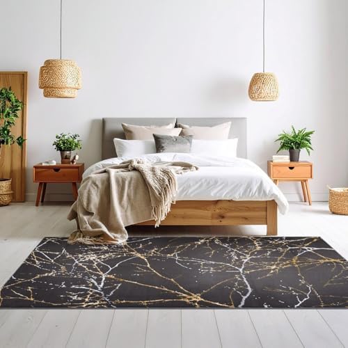 LUXE WEAVERS Modern Abstract Non-Shedding Area Rug Black 8x10