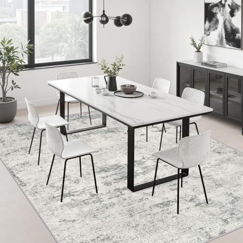 10x14 Area Rug Living Room: Modern Washable Indoor Soft Carpet Gray