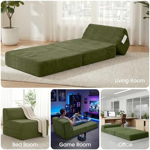 Kasunpul Folding Sofa Bed with Pillow, Memory Foam Fold Out Chair Bed, Conver...