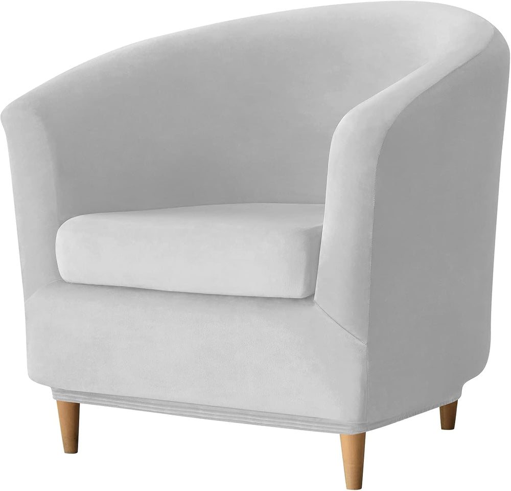 2 Piece Velvet Club Chair Slipcover Stretch Barrel Chair Covers Accent Chair ...