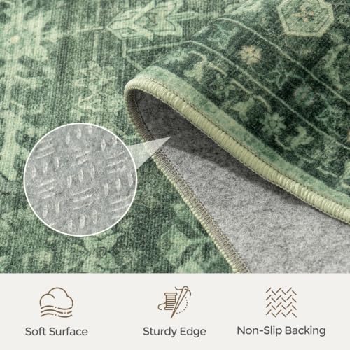Green Area Rug 8x10 for Living Room Bedroom, Washable Non-Slip Rug