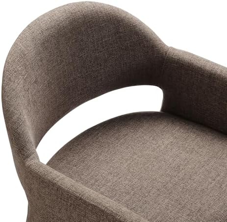 Modway Talia Upholstered Fabric Dining Armchair in Mocha - Modern Curved Dini...