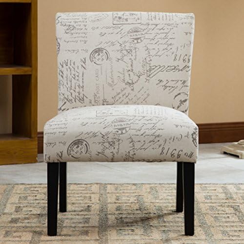 Roundhill Furniture Botticelli Fabric Armless Contemporary Accent Chair, Scri...