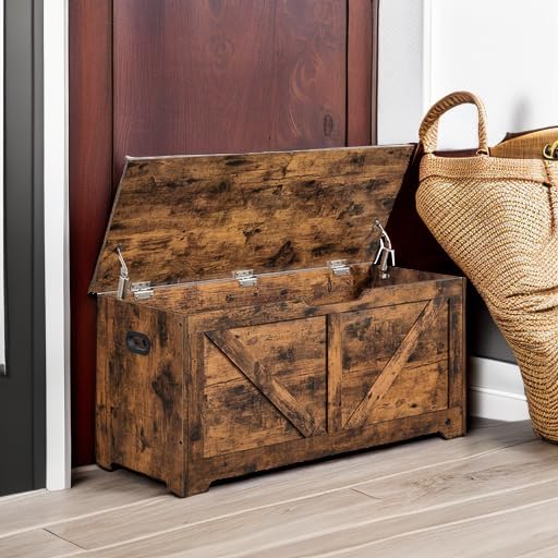 VASAGLE Storage Chest, Storage Trunk with 2 Safety Hinges, Storage Bench, Sho...
