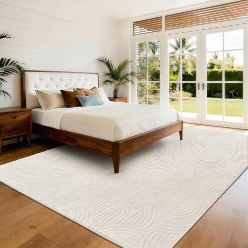 Pauwer Area Rugs for Living Room 8x10, Non Slip Washable Modern Rug, Beige